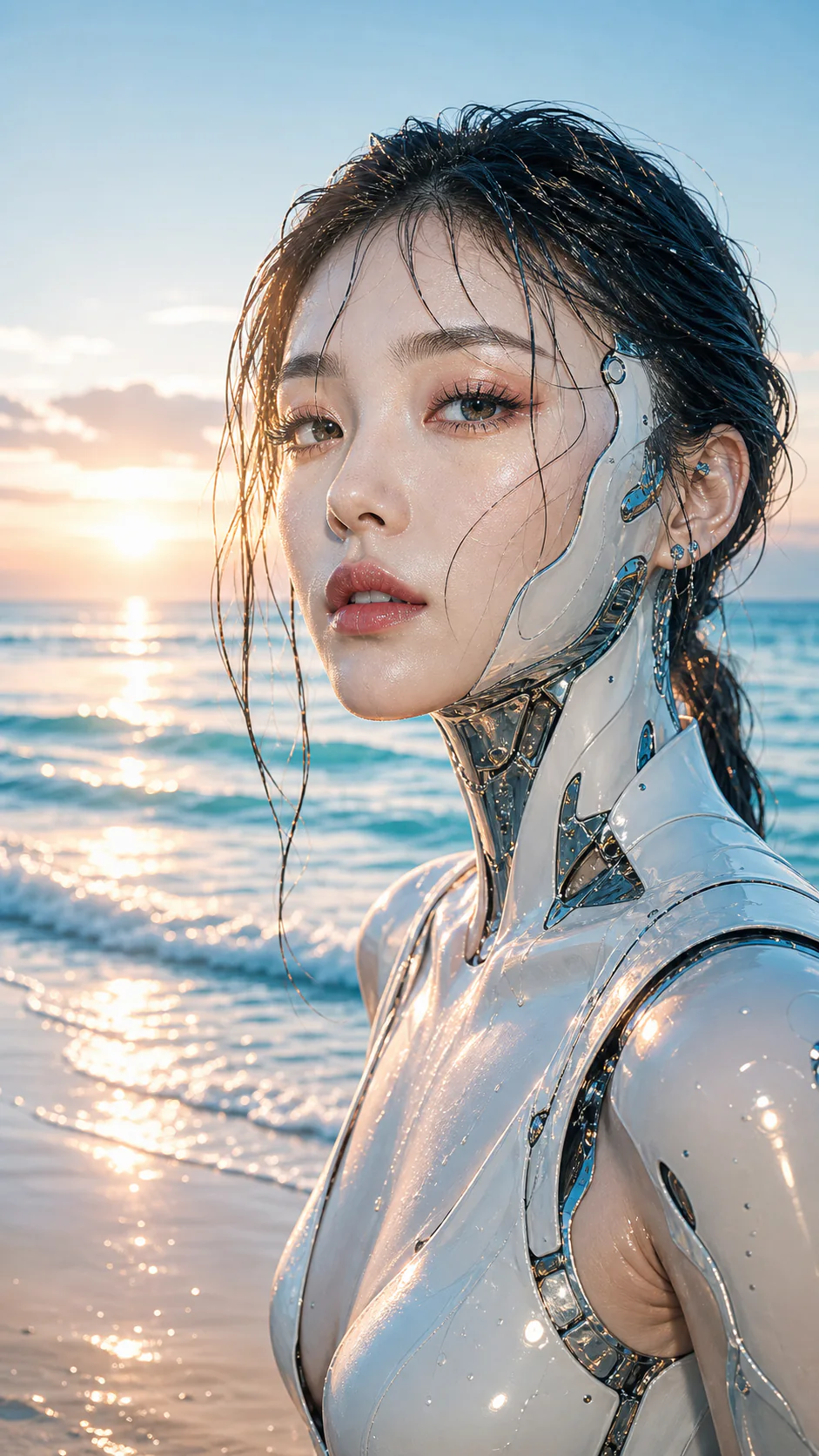 Japanese robot beauty campaign on the ocean
